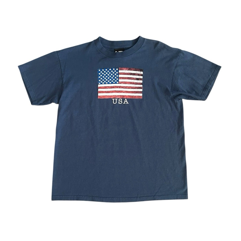 Vintage Giant Boys American Flag T-Shirt‎ XL 18 Blue Patriotic Y2K USA Summer